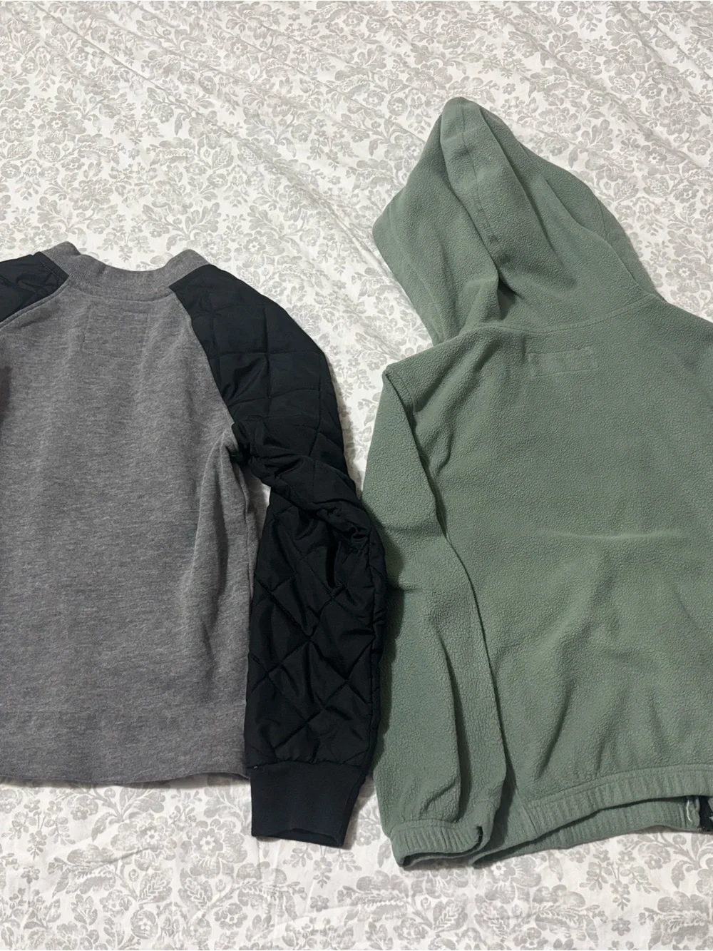 abercrombie kids Gray & Black Quilted Sleeve Bomber and Sage Hooded sweater